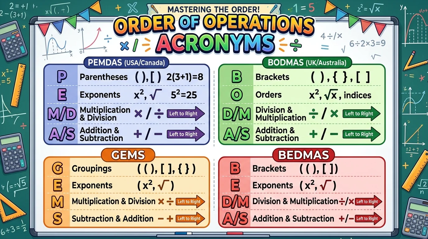 order of operations acronyms
