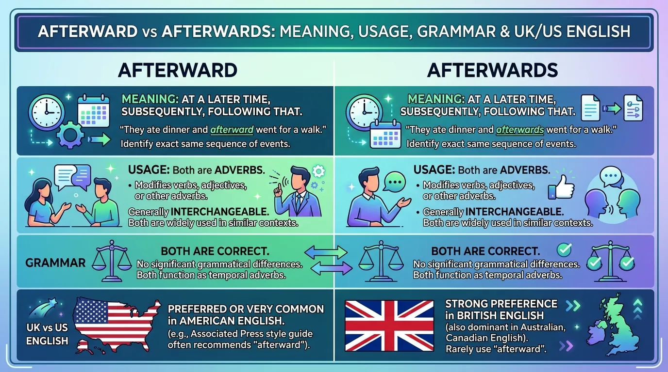 Afterward vs Afterwards