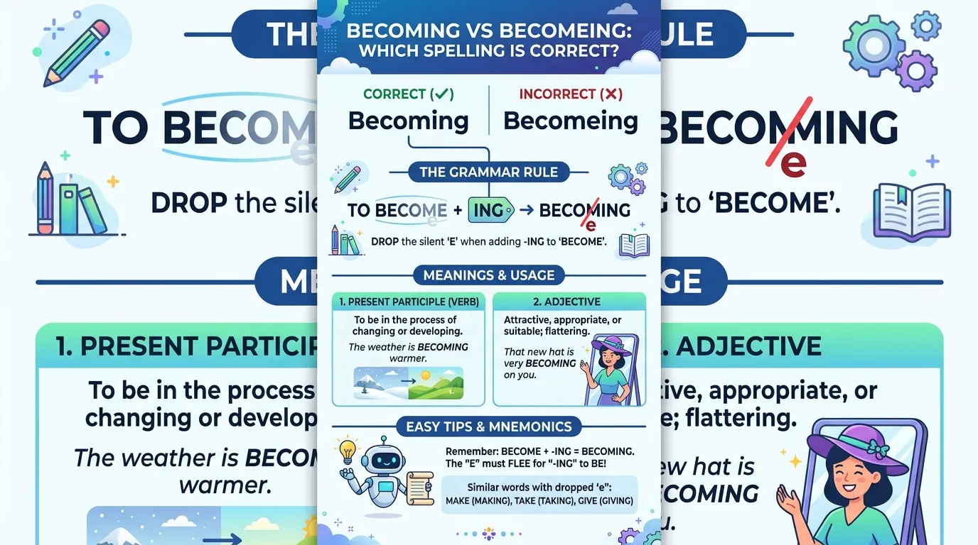 Becoming vs becomeing—which spelling is correct?