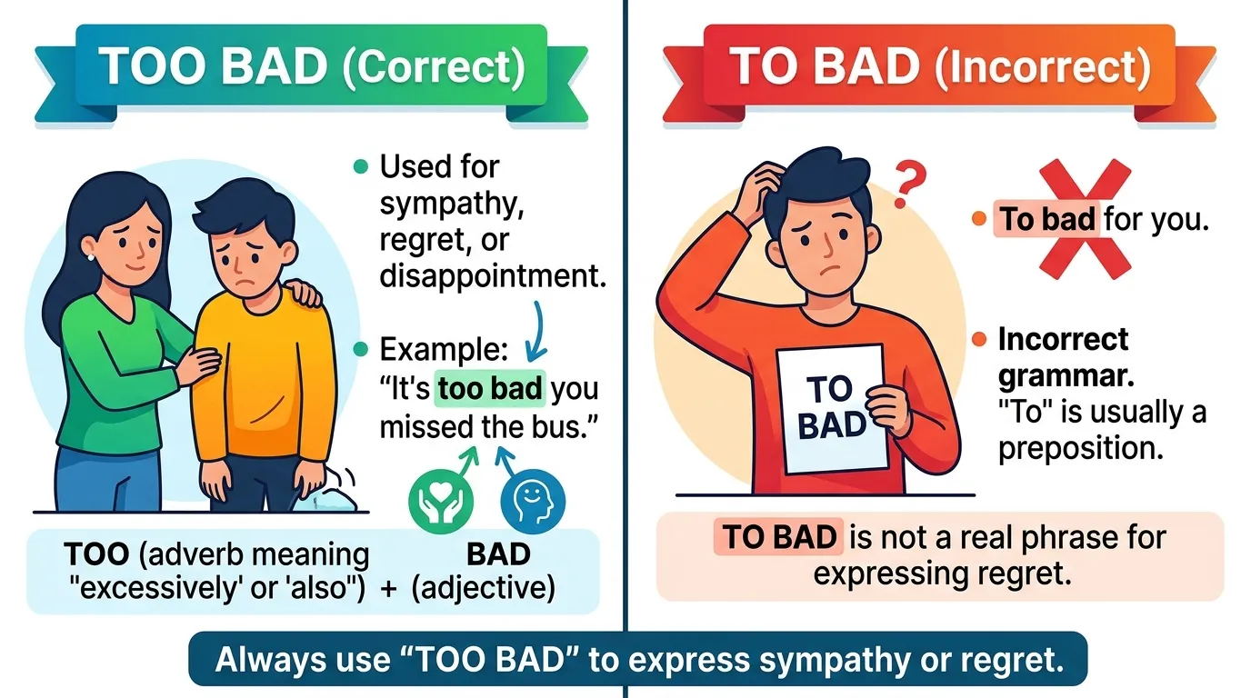 Too Bad vs To Bad: Which Is Correct?